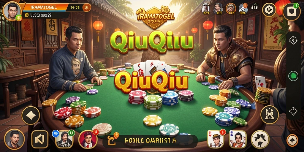 Menampilkan gameplay seru dari permainan QiuQiu IRAMATOGEL.