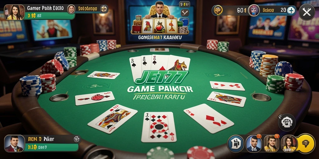 Tampilan menarik dari gameplay Poker JET77 yang mendebarkan.