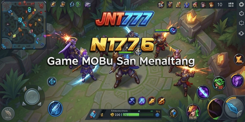 Screenshot gameplay JNT777 menampilkan aksi seru dalam pertarungan MOBA.
