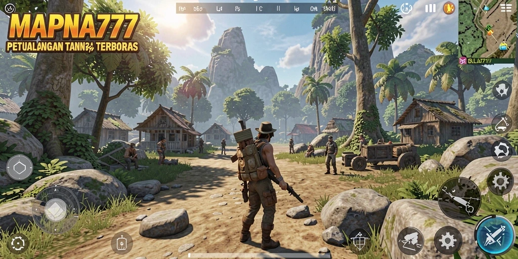 Screenshot utama <strong>MAPNA777</strong> menunjukkan aksi mendebarkan dalam dunia terbuka.