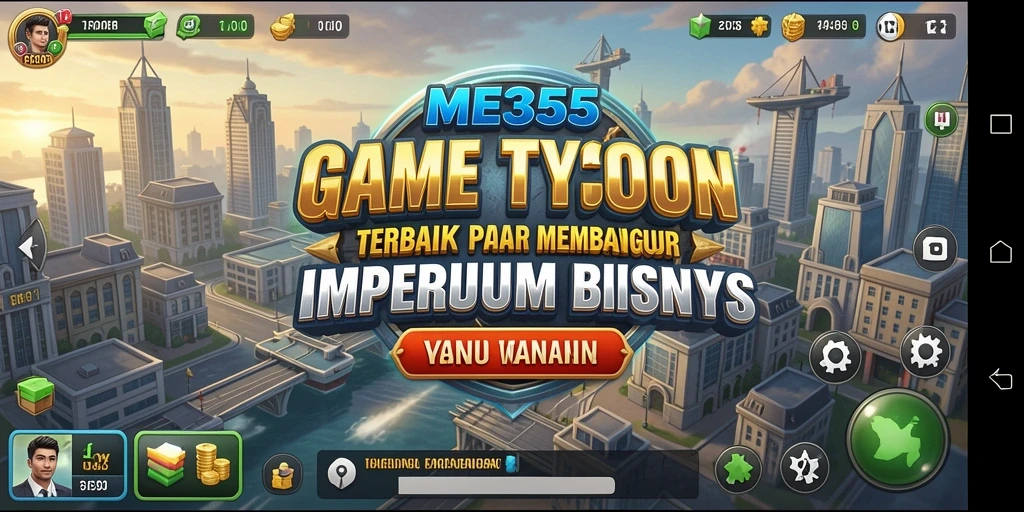 Tampilan utama gameplay ME355 yang menunjukkan strategi bisnis.
