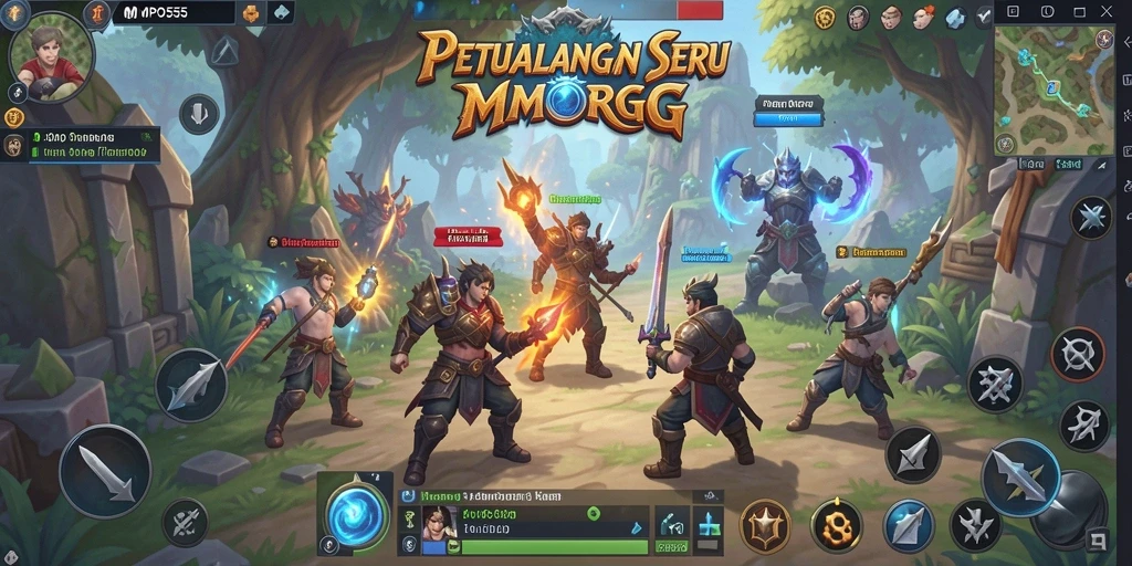 Tangkapan layar MPO555 yang menunjukkan pertempuran epik dalam dunia MMORPG.