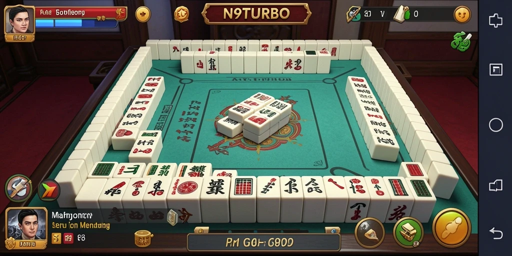 Screenshot gameplay N9TURBO yang menarik dengan desain Mahjong yang menawan.
