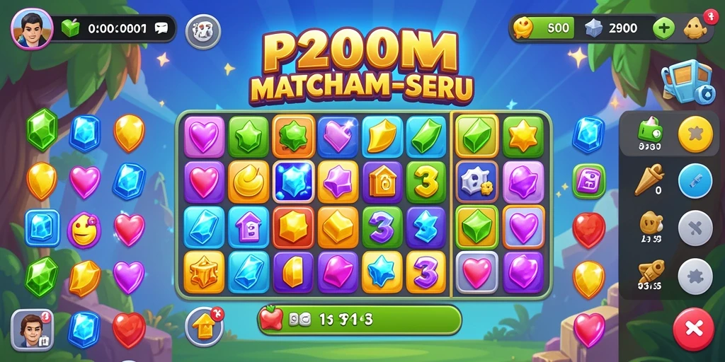 Tangkapan layar P200M menampilkan aksi seru permainan Match-3.