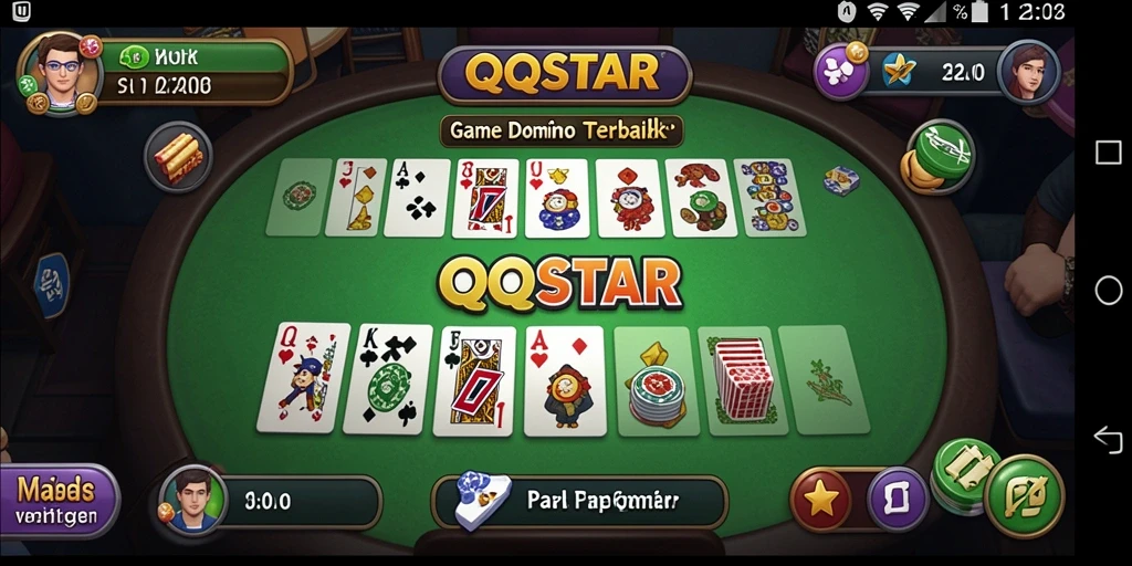 Screenshot gameplay QQSTAR menampilkan keseruan bermain Domino.