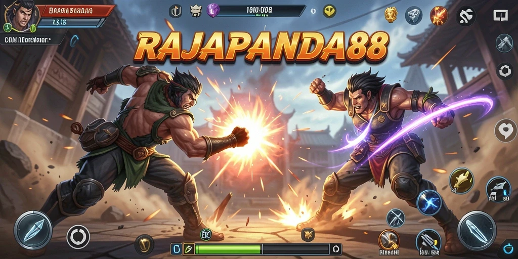 Tampilan aksi seru dalam game Fighting RAJAPANDA88.